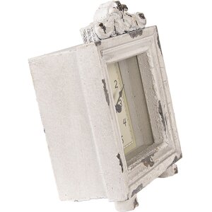 Clayre & Eef 6KL0832 Orologio da tavolo Vintage Grigio-Beige 10x6x14 cm 1xAA Vetro Legno
