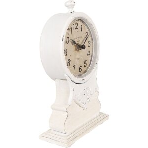 Clayre & Eef 6KL0833 Orologio da tavolo Bianco Beige Vetro Legno 14x6x23 cm 1xAA Vintage