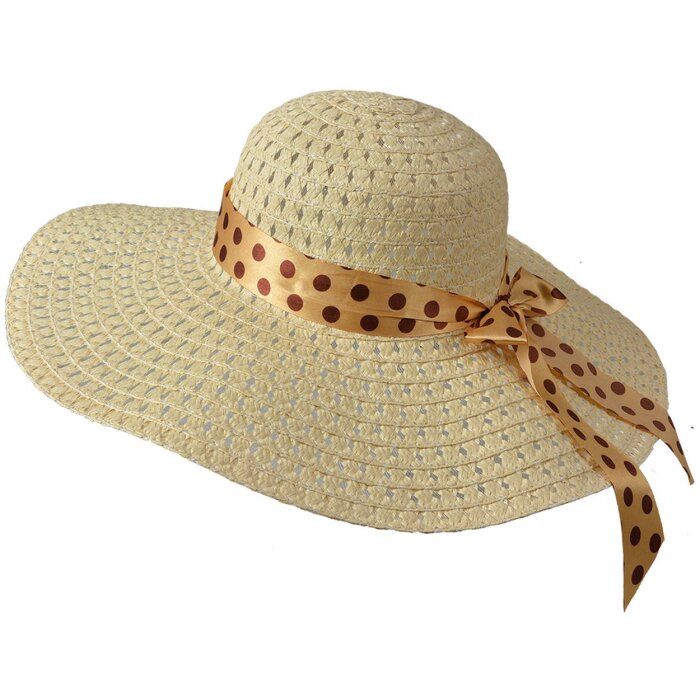 Juleeze JZHA0122 Cappello Beige 57 cm fascia in raso a pois leggera e traspirante
