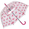 Juleeze JZUM0092 Ombrello trasparente con design a fenicottero 90cm manico robusto rosa