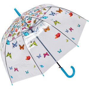 Juleeze JZUM0093 Ombrello trasparente con motivo a farfalla Ø 90x82 cm Blu