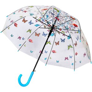 Juleeze JZUM0093 Ombrello trasparente con motivo a farfalla Ø 90x82 cm Blu