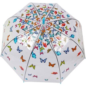 Juleeze JZUM0093 Ombrello trasparente con motivo a farfalla Ø 90x82 cm Blu