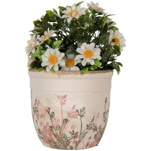 Clayre & Eef 6CE1974S Decorazione Fioriera Beige Rosa Verde Ø 13x11 cm