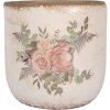 Clayre & Eef 6CE1981XL Vaso da fiori Beige Rosa Ø 20x19 cm Ceramica stile country