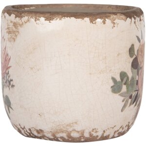 Clayre & Eef 6CE1981XS Vaso da fiori in ceramica beige rosa Ø 8x7 cm stile country