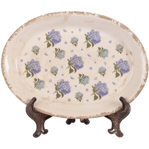 Clayre & Eef 6CE2024 Piatto decorativo beige e blu...