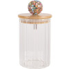 Clayre & Eef 6GL4719L Vaso con coperchio bambù Ø 8x18 cm vetro legno