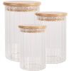 Clayre & Eef 6GL4719L Vaso con coperchio bambù Ø 8x18 cm vetro legno