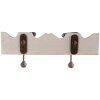 Clayre & Eef 6H2400 Appendiabiti da parete 2 ganci Stile antico Bianco 23x6x10 cm