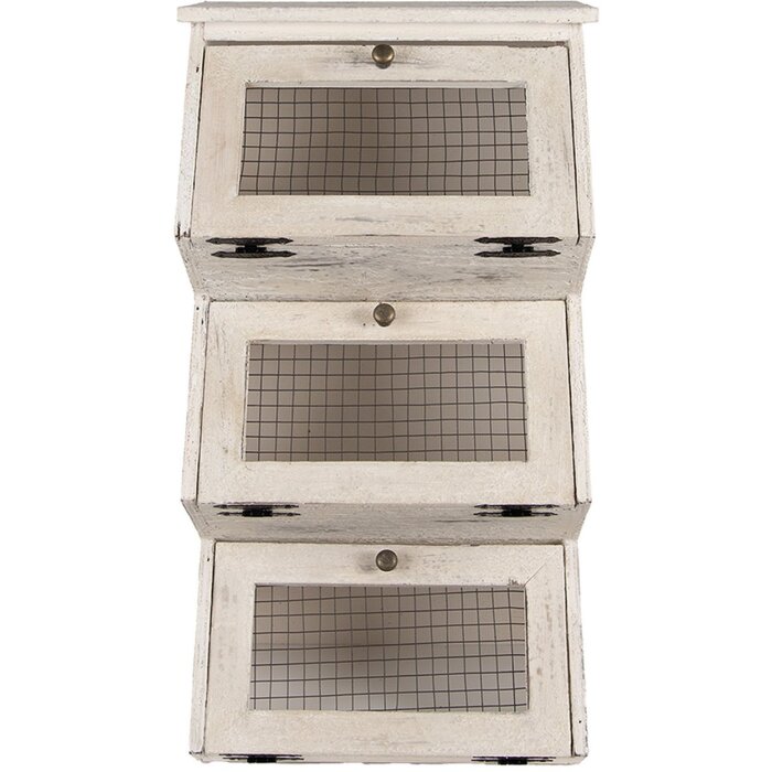 Clayre & Eef 5H0732 Armadio a muro Scaffale a muro stile country bianco marrone 33x25x61 cm