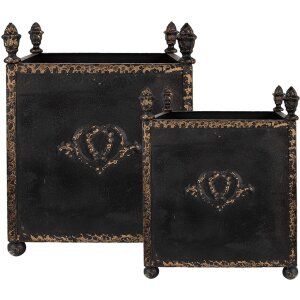 Clayre & Eef 5Y1293 Set di 2 vasi da fiori in stile barocco con interno in ferro nero
