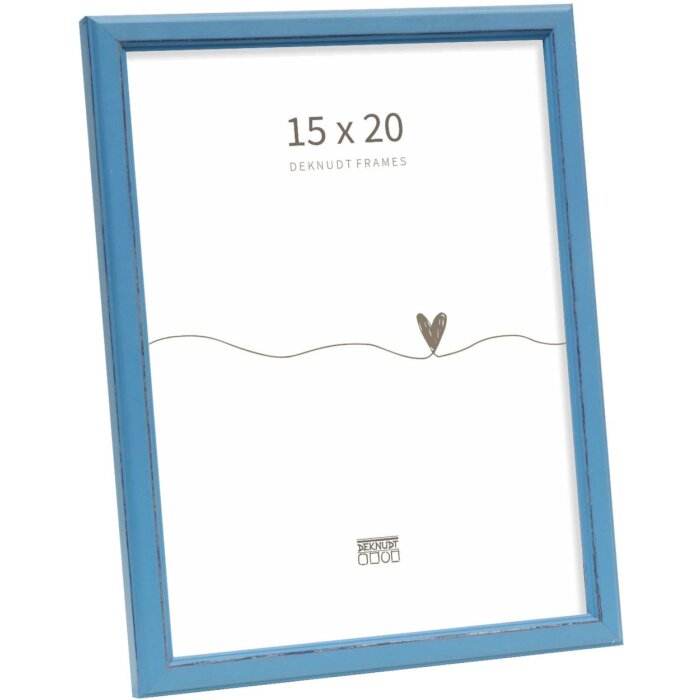 Cornice per foto Deknudt S236F6 blu in legno 15x20 cm stile rustico