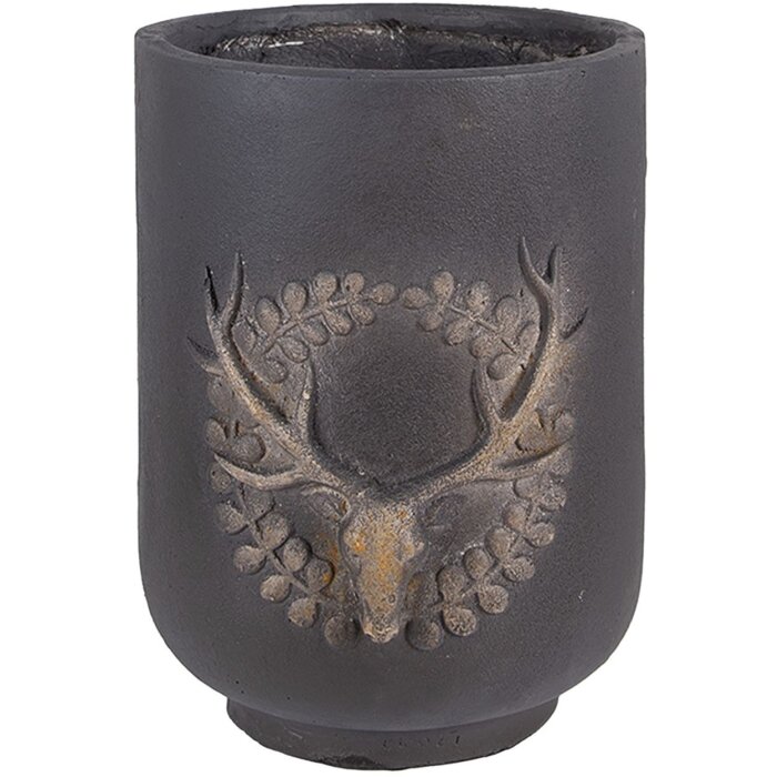 Clayre & Eef 6MG0109 Decorazione vaso da fiori motivo cervo grigio-beige Ø 23x31 cm