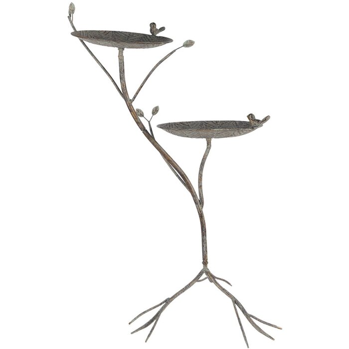Clayre & Eef 6Y5656 Abbeveratoio per uccelli Metallico Antico Verde-Marrone 38x43x78cm