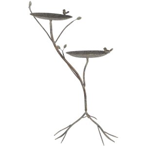 Clayre & Eef 6Y5656 Abbeveratoio per uccelli Metallico Antico Verde-Marrone 38x43x78cm