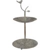 Clayre & Eef 6Y5658 Etagere in metallo verde-marrone Ø 26 x 48 cm 2 piani stile antico