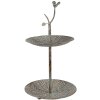 Clayre & Eef 6Y5658 Etagere in metallo verde-marrone Ø 26 x 48 cm 2 piani stile antico