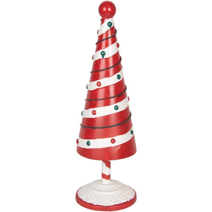 Clayre & Eef 6Y5734 Decorazione Albero di Natale Rosso Bianco Ø 12x36 cm Ferro