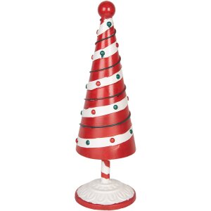 Clayre & Eef 6Y5734 Decorazione Albero di Natale Rosso Bianco Ø 12x36 cm Ferro