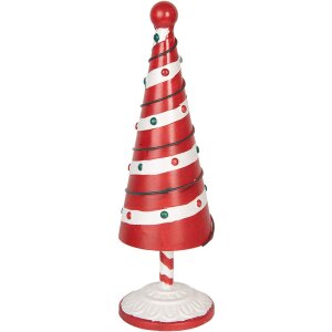 Clayre & Eef 6Y5734 Decorazione Albero di Natale Rosso Bianco Ø 12x36 cm Ferro
