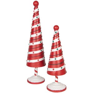 Clayre & Eef 6Y5734 Decorazione Albero di Natale Rosso Bianco Ø 12x36 cm Ferro