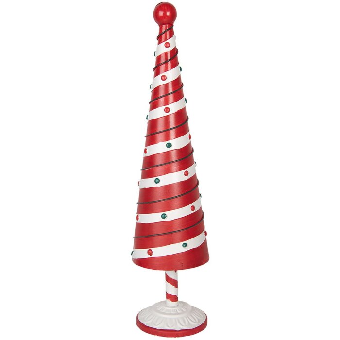 Pino di Natale Clayre & Eef 6Y5735 Ferro Rosso e Bianco Diametro Ø13x49cm Stile rustico