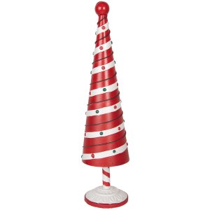Pino di Natale Clayre & Eef 6Y5735 Ferro Rosso e Bianco Diametro Ø13x49cm Stile rustico