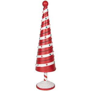 Pino di Natale Clayre & Eef 6Y5735 Ferro Rosso e Bianco Diametro Ø13x49cm Stile rustico