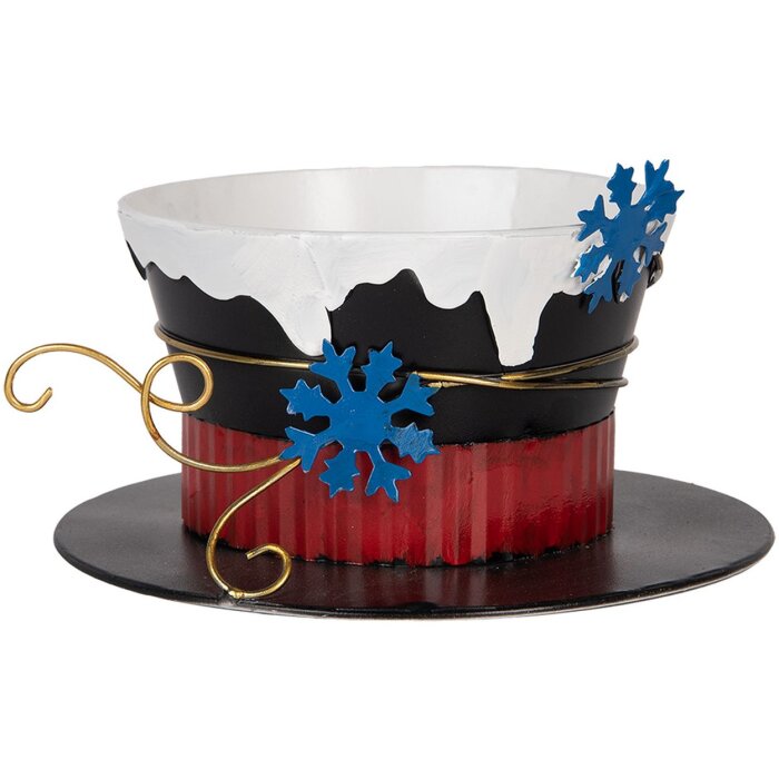 Clayre & Eef 6Y5736 Cappello Decorativo Ø22x12cm Nero Bianco Blu Oro
