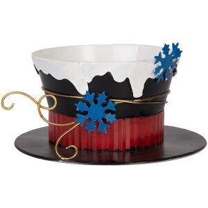 Clayre & Eef 6Y5736 Cappello Decorativo Ø22x12cm Nero Bianco Blu Oro