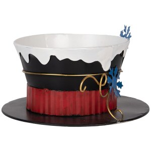 Clayre & Eef 6Y5736 Cappello Decorativo Ø22x12cm Nero Bianco Blu Oro