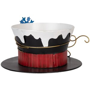 Clayre & Eef 6Y5736 Cappello Decorativo Ø22x12cm Nero Bianco Blu Oro