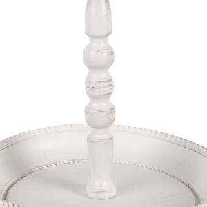 Clayre & Eef 6Y5738 Etagere in metallo bianco Ø 27x41 cm Aspetto antico con dettaglio di uccelli