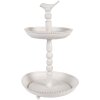 Clayre & Eef 6Y5738 Etagere in metallo bianco Ø 27x41 cm Aspetto antico con dettaglio di uccelli