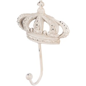 Clayre & Eef 6Y5773 Gancio da parete in ferro bianco antico 14x7x19 cm Gancio da parete Shabby