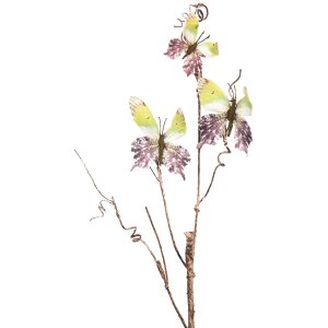 Clayre & Eef 50806 Decorazione Ramo con Farfalle Verde 14x5x85 cm