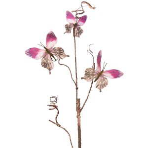 Clayre & Eef 50808 Decorazione Ramo con Farfalle Rosa 14x5x85 cm