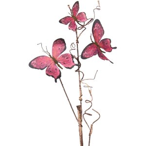 Clayre & Eef 50810 Decorazione Ramo con Farfalle Rosa 14x5x85 cm