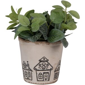 Clayre & Eef 6CE2123L Decorazione Fioriera Beige Nero Ø 17x16 cm