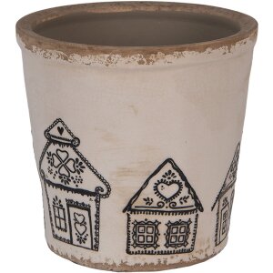 Clayre & Eef 6CE2123L Decorazione Fioriera Beige Nero Ø 17x16 cm