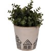 Clayre & Eef 6CE2123M Decorazione Fioriera Ceramica Beige Nero Ø 15x14 cm