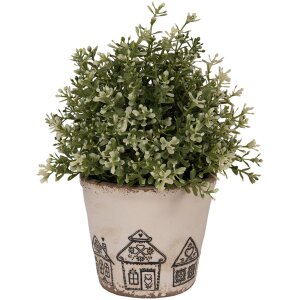 Clayre & Eef 6CE2123S Vaso da fiori in ceramica stile country beige nero Ø 12x11 cm