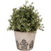 Clayre & Eef 6CE2123S Vaso da fiori in ceramica stile country beige nero Ø 12x11 cm