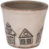 Clayre & Eef 6CE2123S Vaso da fiori in ceramica stile country beige nero Ø 12x11 cm