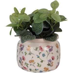 Clayre & Eef 6CECFL0001L Vaso da fiori in ceramica beige floreale Ø 20x15 cm stile country