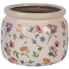 Clayre & Eef 6CECFL0001L Vaso da fiori in ceramica beige floreale Ø 20x15 cm stile country