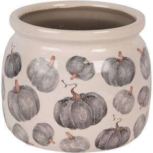 Clayre & Eef 6CECSP0001M Vaso da fiori in ceramica beige grigio Ø 16x13 cm Stile country