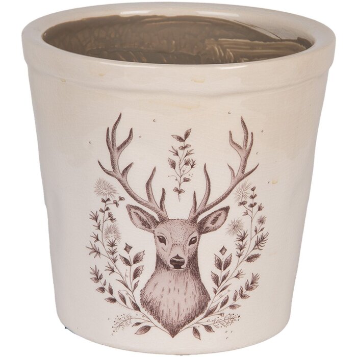 Clayre & Eef 6CEGTW0001L Decorazione Vaso da fiori Beige Brown Ø 17x16 cm