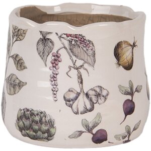 Clayre & Eef 6CETKG0001XS Vaso da fiori in ceramica beige Ø 11x10 cm Stile country
